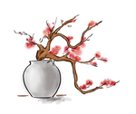 中国水墨手绘梅花
