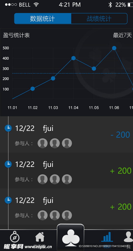 蓝色app游戏数据统计沿用UI