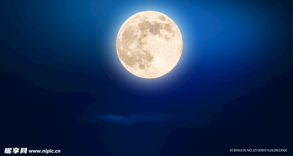 中秋月亮圆月蓝底色
