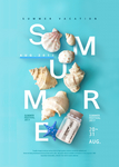 韩国夏季度假旅行系列PSD海报