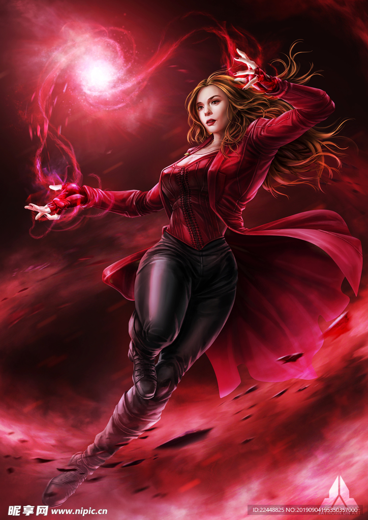 复仇者联盟绯红女巫同人形象手绘