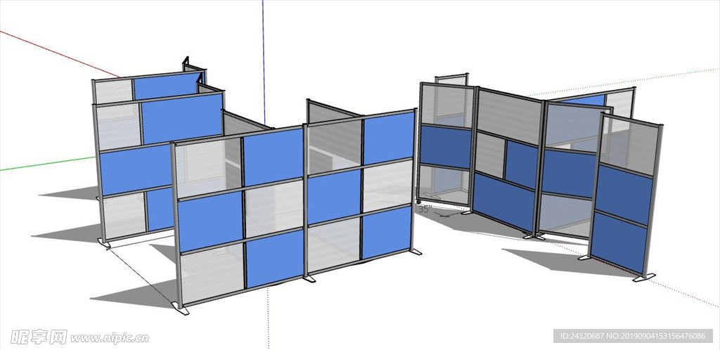办公室隔断屏风模型