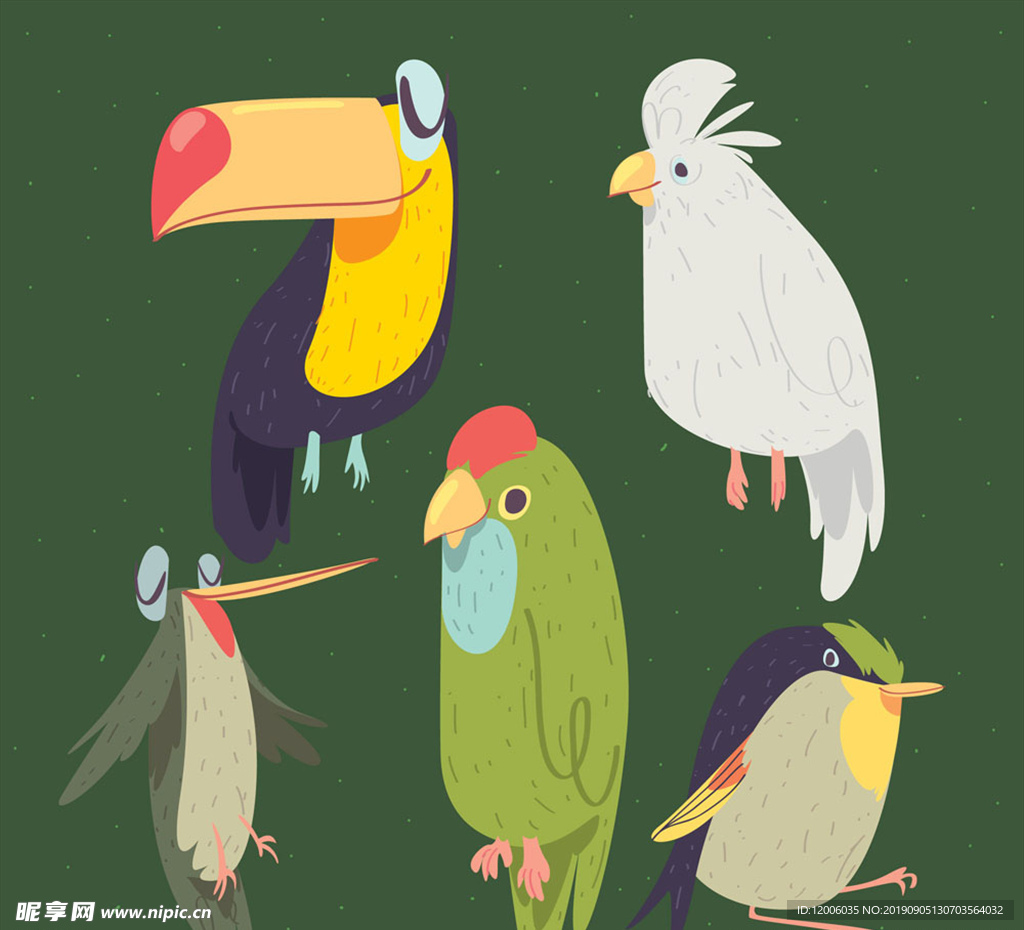 5款手绘鸟类设计