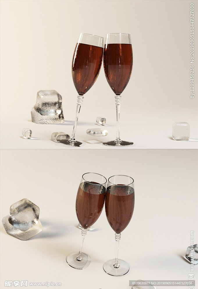 玻璃酒杯C4D包装样机（OC）