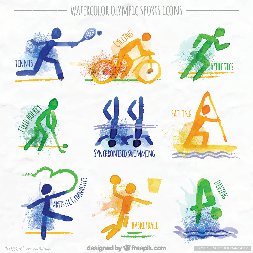 水彩画奥林匹克运动