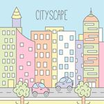 手绘的现代城市背景