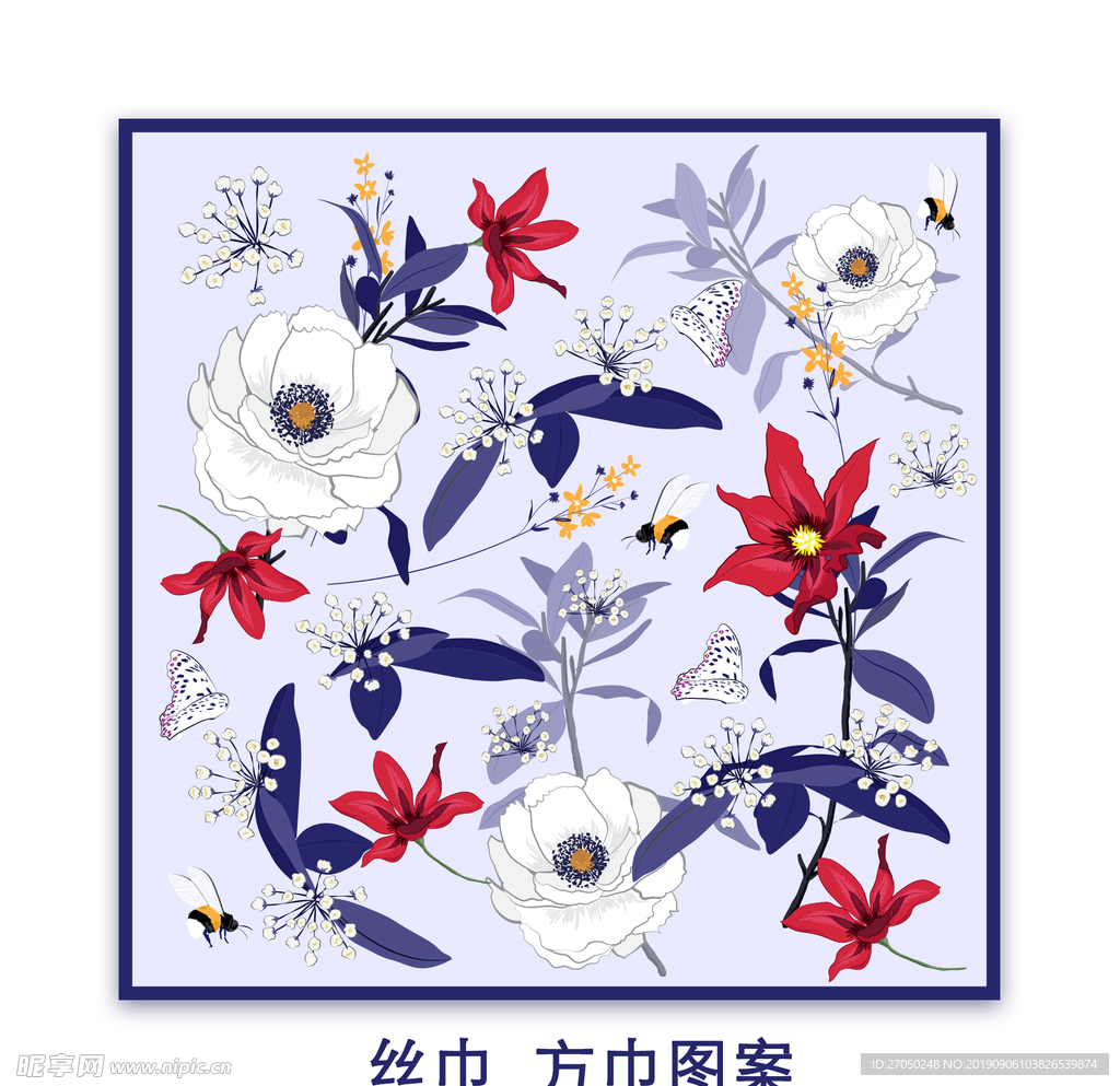 丝巾  方巾   花纹  图案