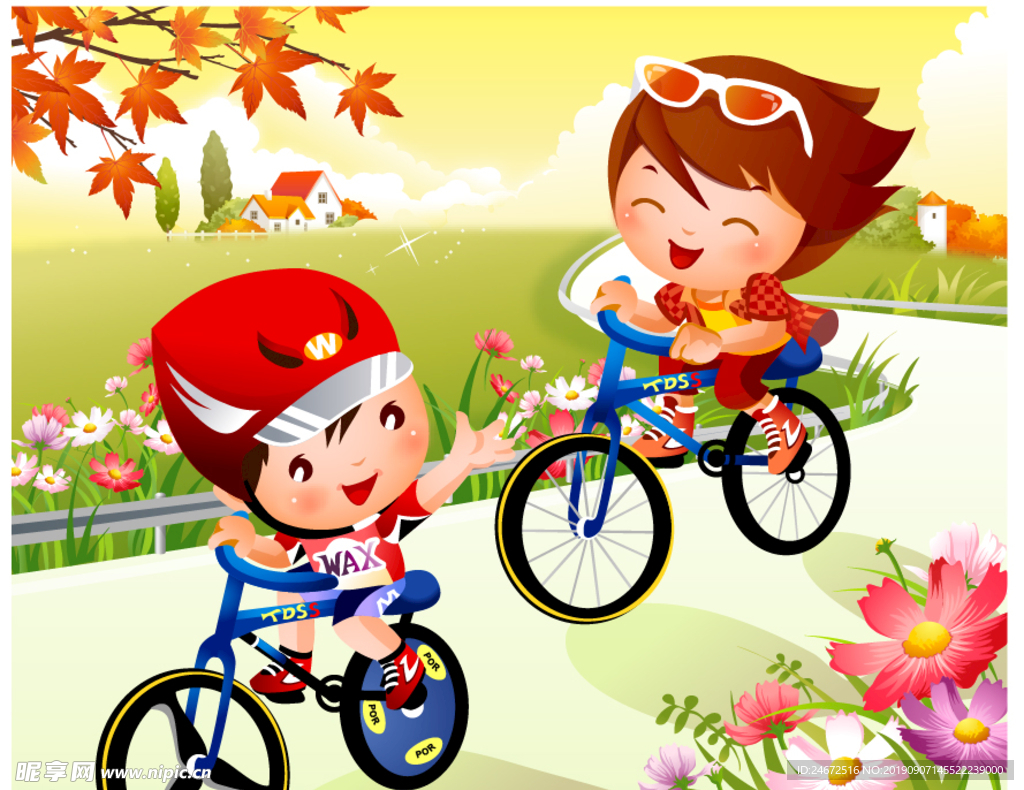 骑自行车矢量图