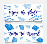 2款彩绘蓝色旅行banner