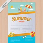海滩元素的夏日小册子