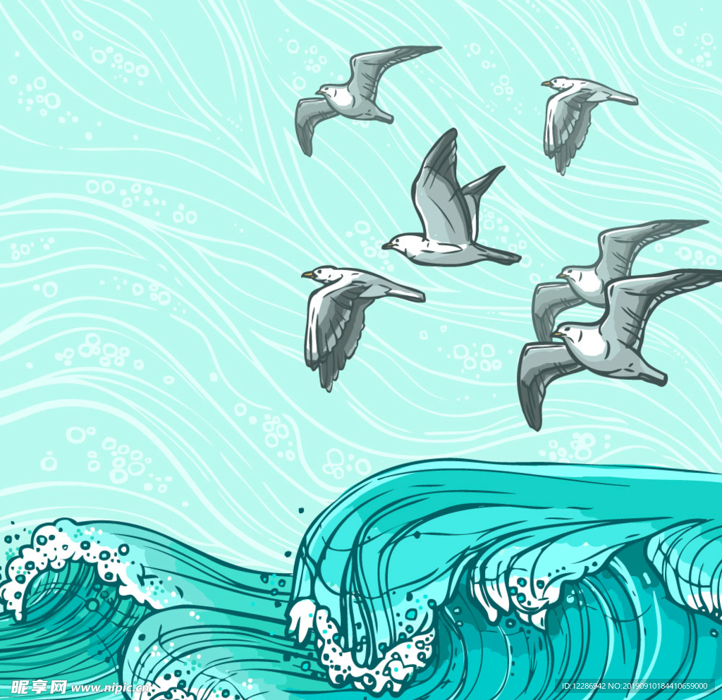 飞翔的海鸥插画