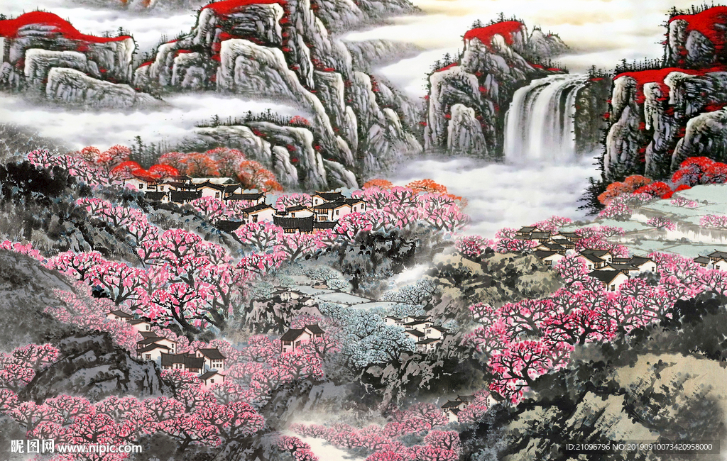 国画山水背景墙