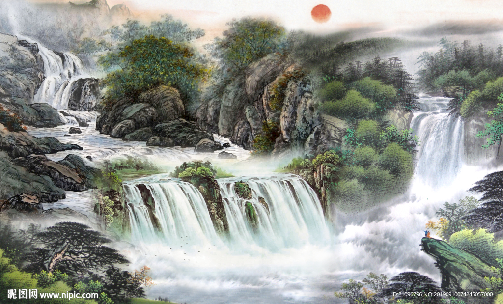 电视背景 国画山水