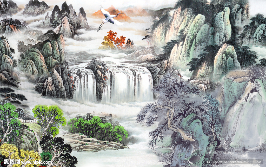 客厅背景 山水国画