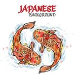 手绘水彩日本鱼类背景