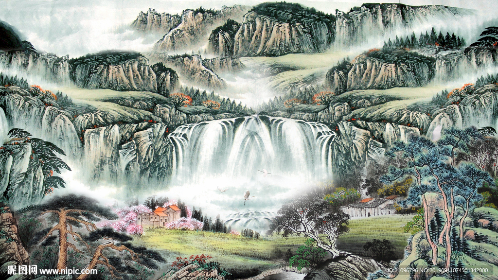 客厅背景 国画山水