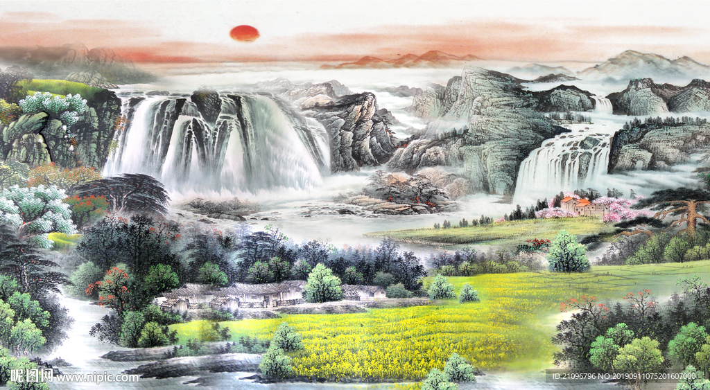 客厅背景 国画山水