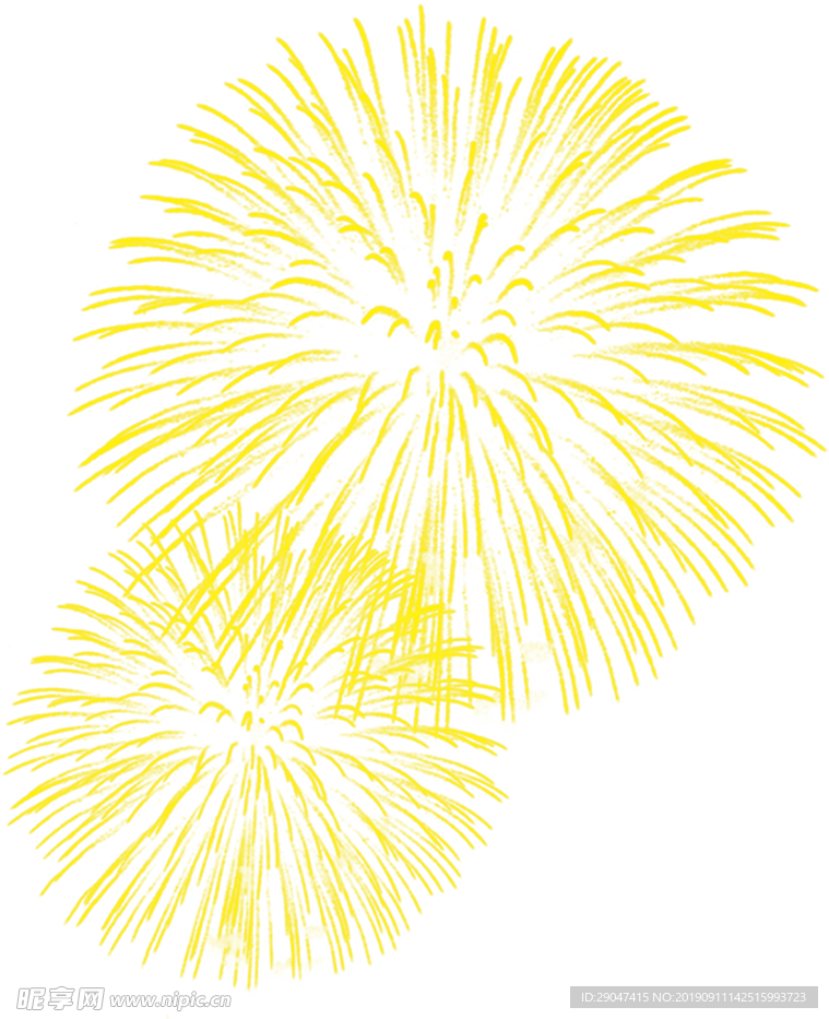 黄色烟花 透明 PNG