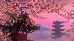 日本樱花建筑背景墙