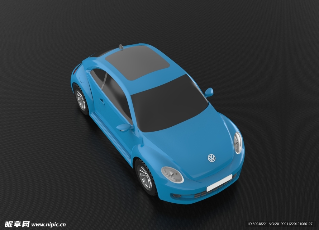 蓝色甲壳虫汽车渲染图