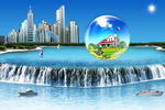 水上帆船场景
