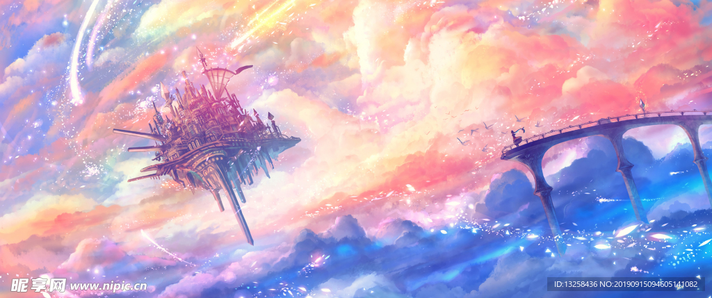 彩色插画风景背景