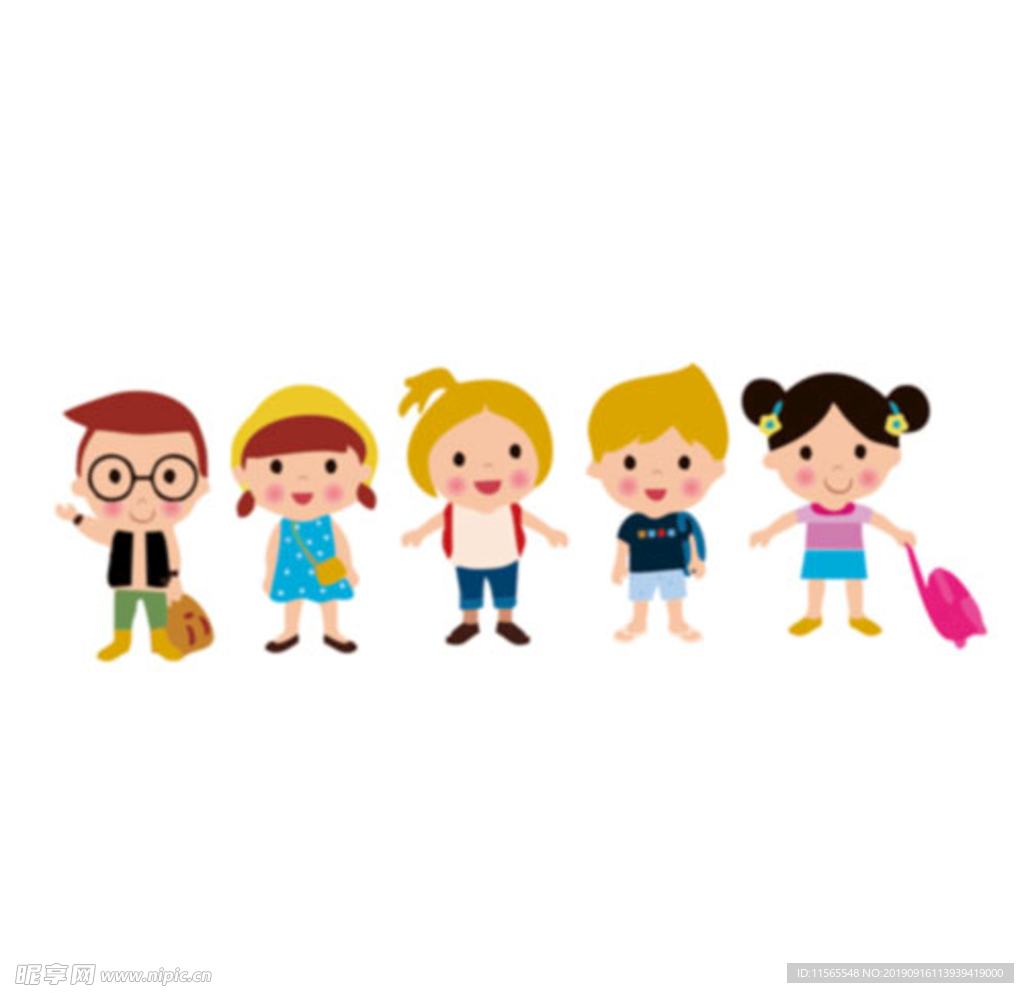 卡通小朋友 矢量 小学生