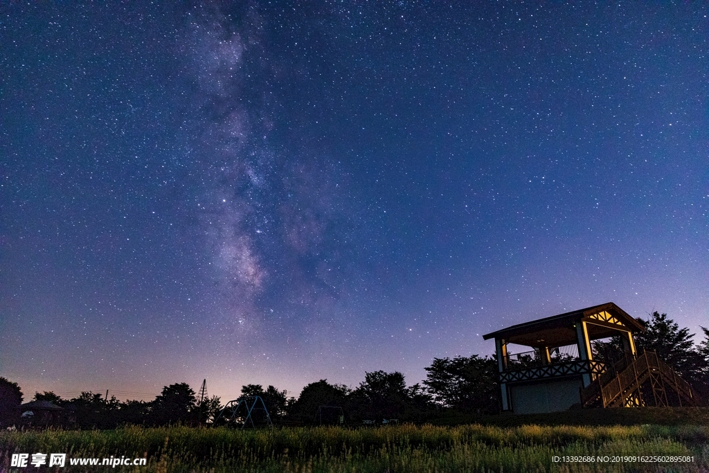 星空 银河 看台 夜空 山坡