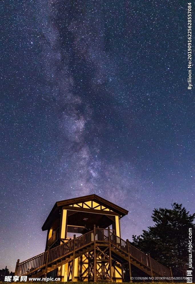 星空 银河 看台 夜空 山坡