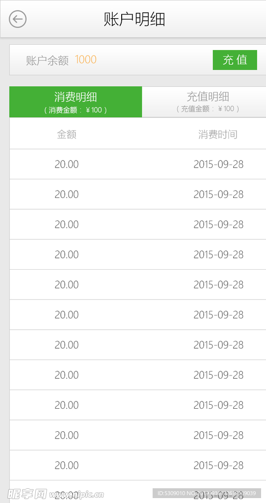 简洁账户明细支.出UI设计