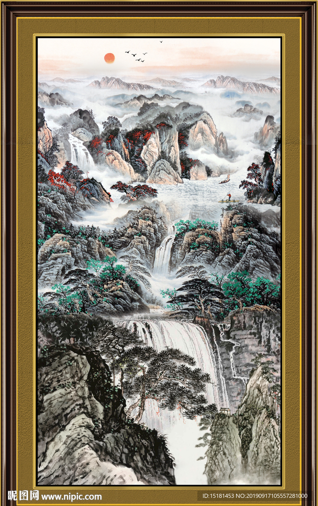 山水瀑布
