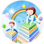 可爱卡通学生矢量图