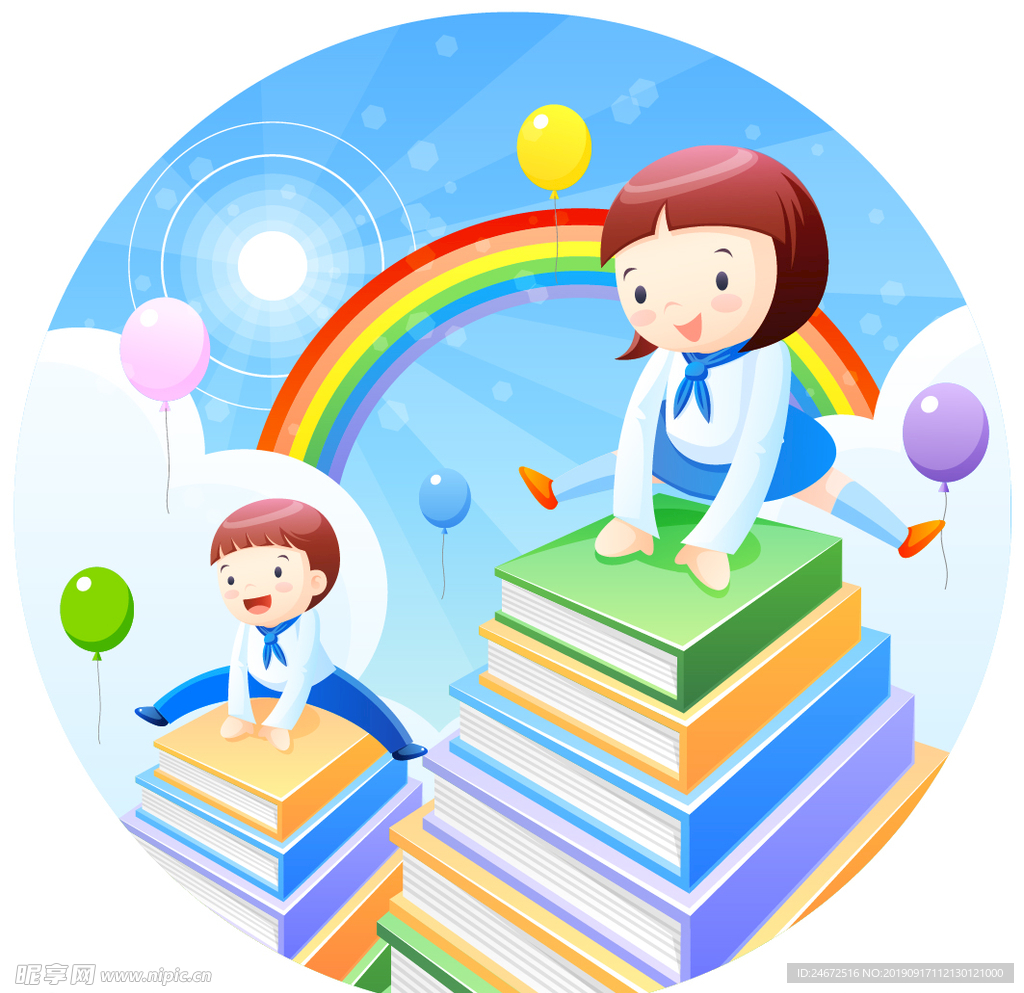 可爱卡通学生矢量图