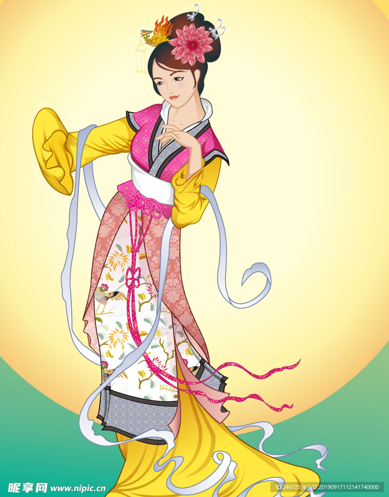 古代美女矢量图