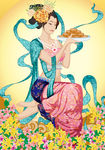 古代 美女 矢量图