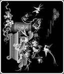 灰度图 浮雕  花鸟 花瓶