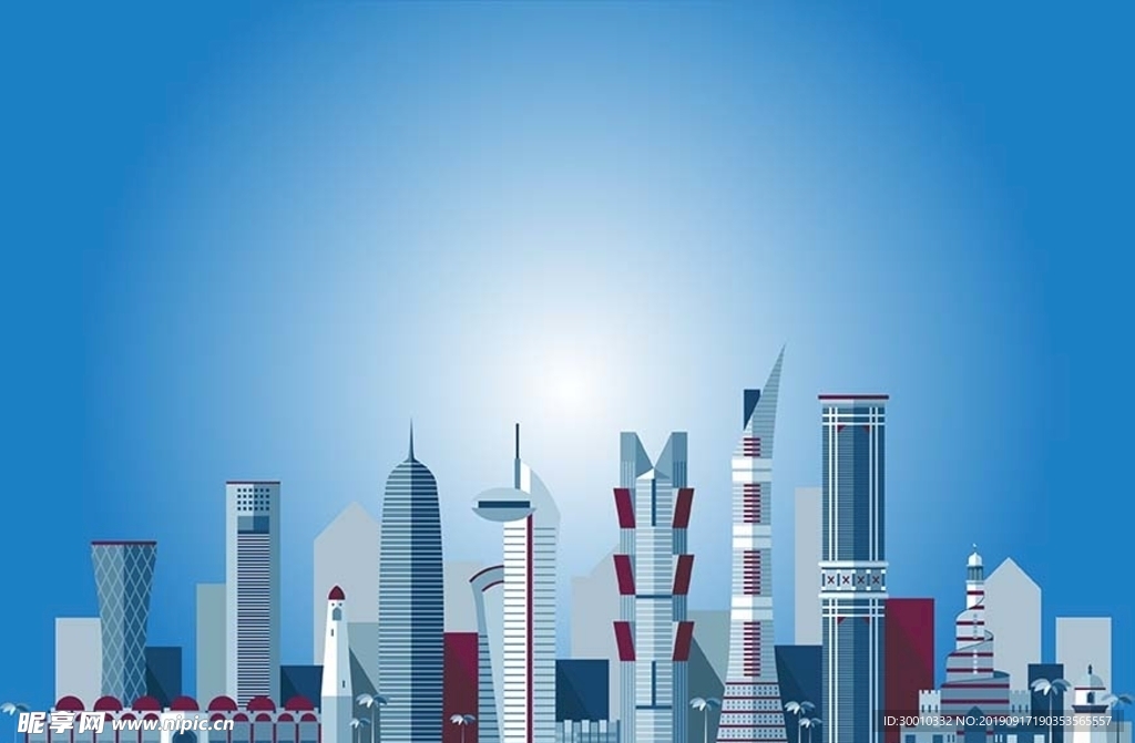 手绘城市建筑