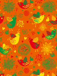 橙色花鸟背景图