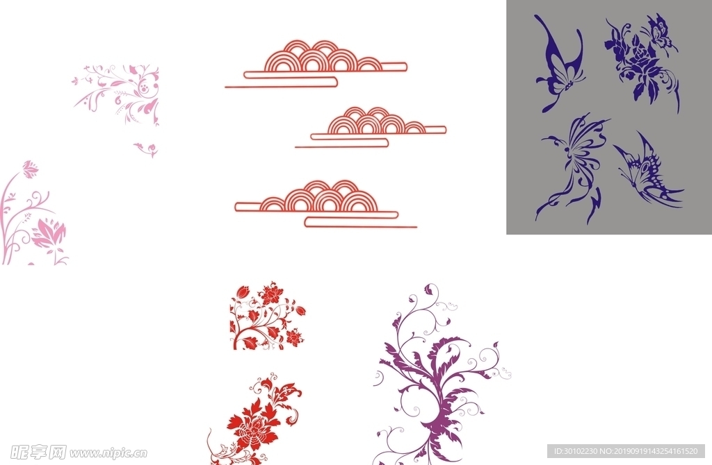 花纹   蝴蝶  云纹免扣素材