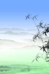 水墨山水竹林