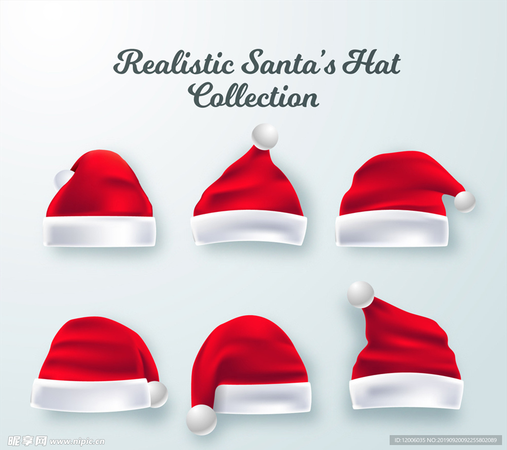 6款红色逼真圣诞帽