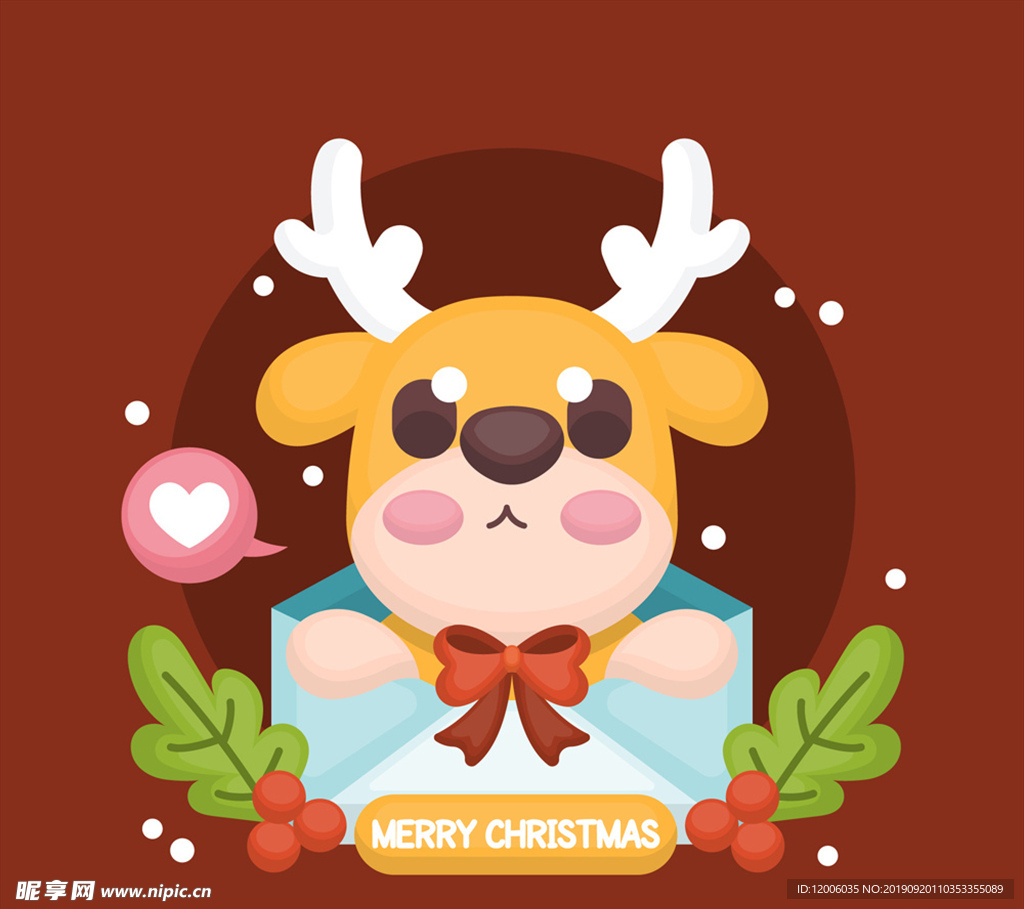 可爱信封里的圣诞驯鹿
