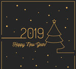 2019年金色新年圣诞树