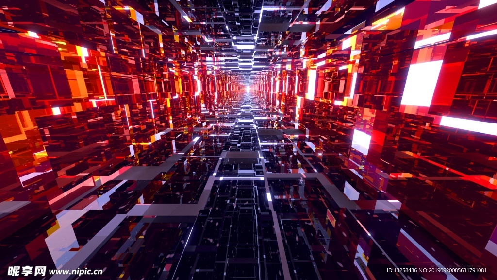 彩色几何立体炫光背景