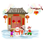 卡通堆雪人