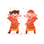 卡通猪拜年