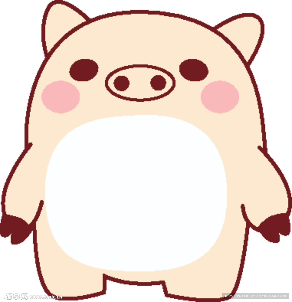 可爱胖猪猪粉色腮红