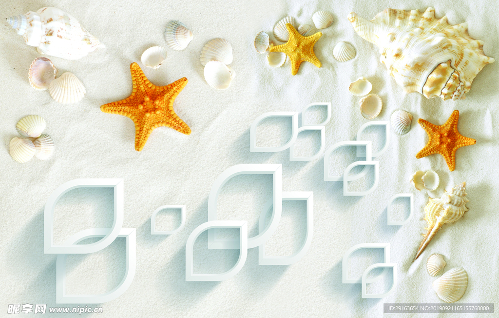 方框沙滩风景图