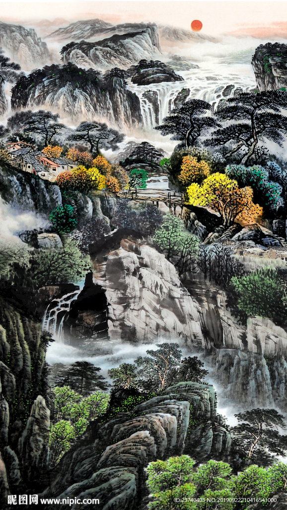 山水国画玄关