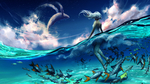 彩色海洋插画人物背景